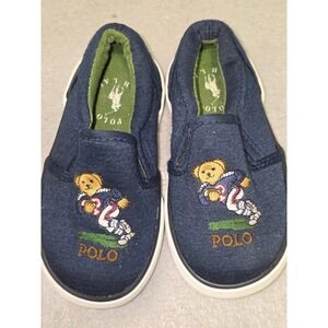 Kids Polo Ralph Lauren Bear Slip On Casual Shoes Toddler Size 5 Navy Blue